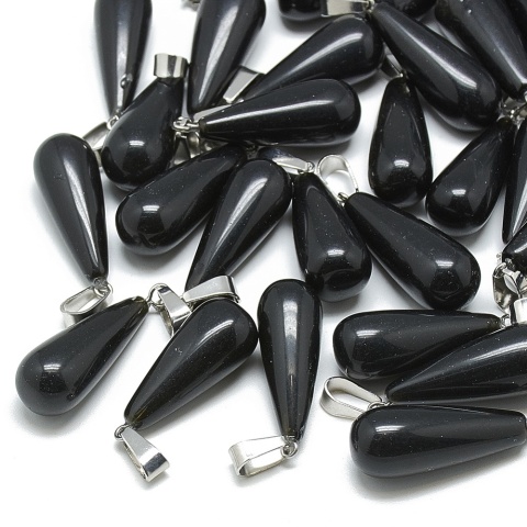 Czarny agat zawieszka kropla 25-26 mm 1 szt.