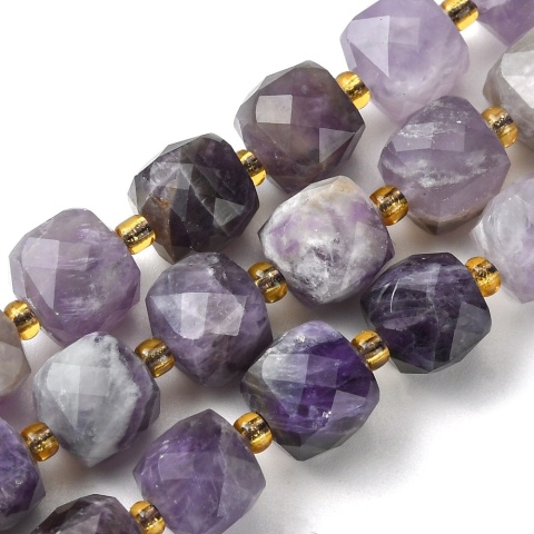 Amethyst bead faceted cube with hole 8x8 mm 4 pcs