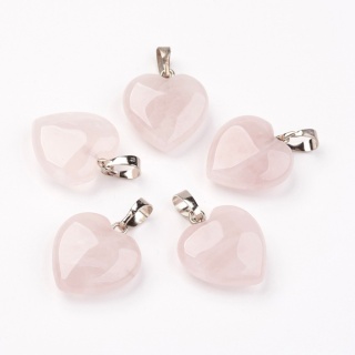 Rose quartz heart pendant 18-20 mm 1 pc.