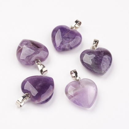 Amethyst heart pendant 18-20 mm 1 pc.