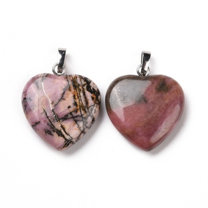 Black rhodonite heart pendant 18-20 mm 1 pc.