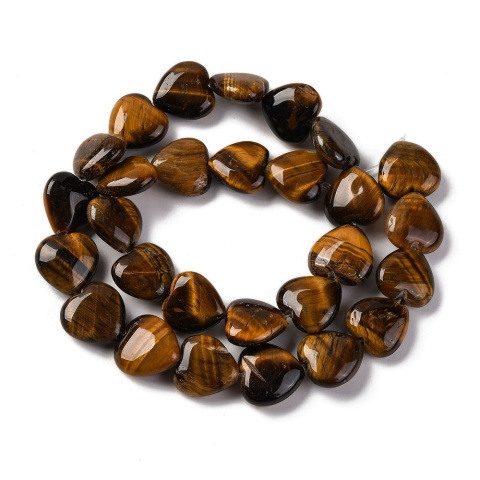 Tiger eye heart with hole 14 mm 2 pcs.