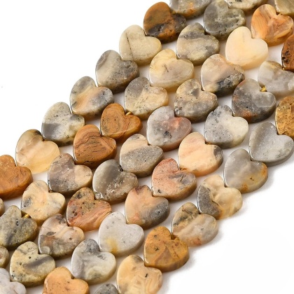 Agat koronkowy serce z dziurką 6x6 mm 6 szt.