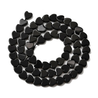 Onyks czarny serce z dziurką 6x6 mm 6 szt.