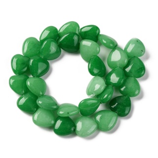 Jadeit zielony serce z dziurką 14 mm 2 szt.