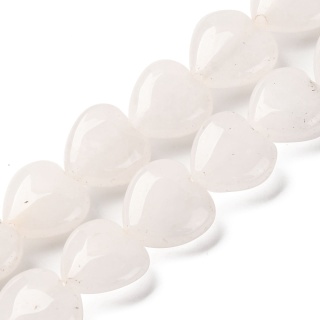 White jade heart with hole 14 mm 2 pcs.