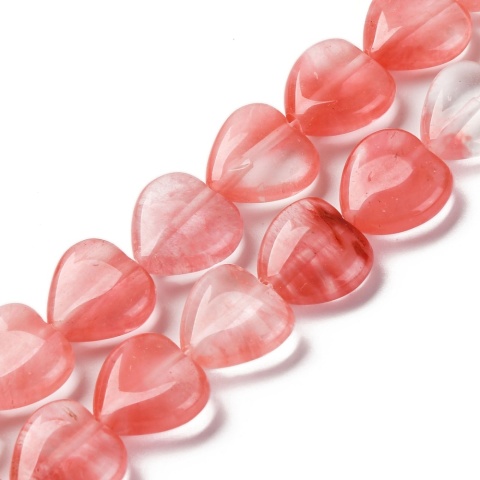 Glass heart with hole 14 mm 2 pcs.
