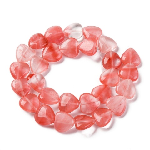 Glass heart with hole 14 mm 2 pcs.