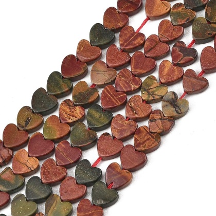Jaspis picasso serce z dziurką 6x6 mm 6 szt.