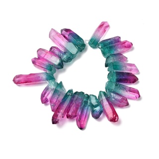 Quartz icicle with hole green-pink 23-36 mm 1 pc.