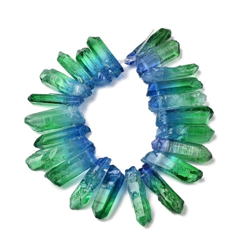 Quartz icicle with hole blue-green 25-40 mm 1 pc.