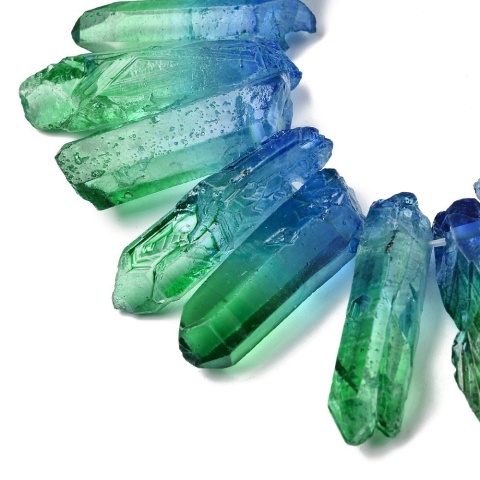 Quartz icicle with hole blue-green 25-40 mm 1 pc.