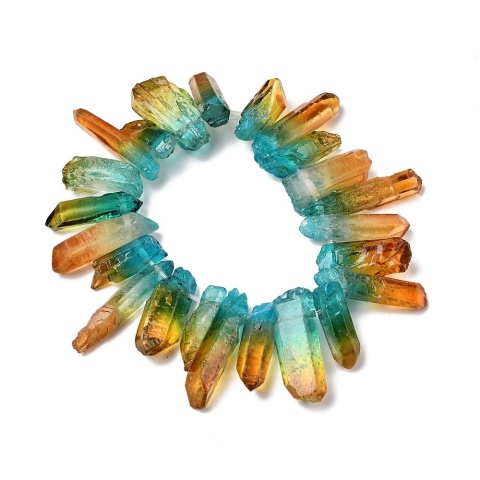 Quartz icicle with hole green-orange 20-45 mm 1 pc.