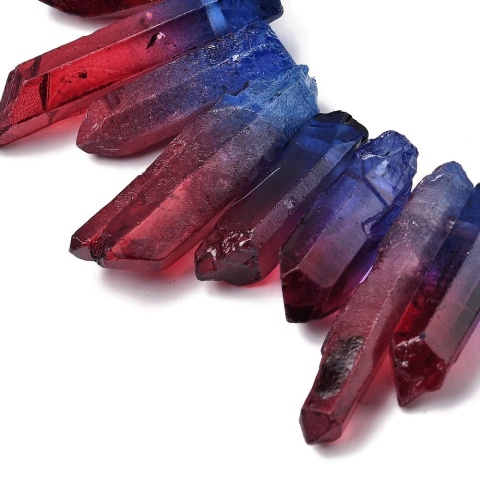 Quartz icicle with hole, navy blue, burgundy, 21-47 mm, 1 pc.
