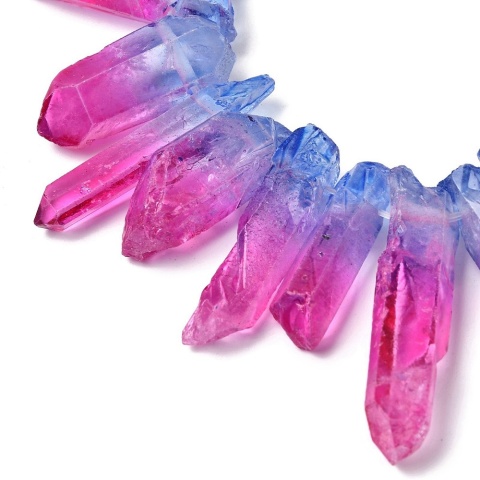 Quartz icicle with hole blue pink 23-36 mm 1 pc.