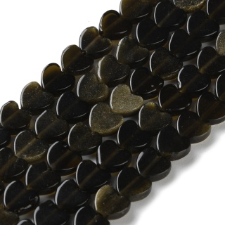 Obsydian złoty serce z dziurką 6x6 mm 6 szt.