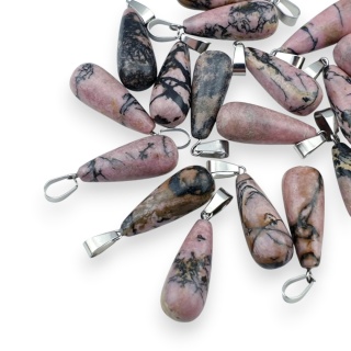 Black rhodonite pendant drop 25-26 mm 1 pc.