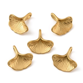 Ginko leaf pendant 13x13 mm stainless steel gold color 1 pc