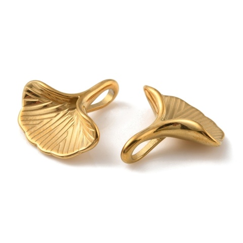 Ginko leaf pendant 13x13 mm stainless steel gold color 1 pc