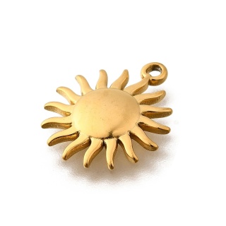 Sun pendant, stainless steel, 17x15 mm, 1 pc., gold color, IP coating