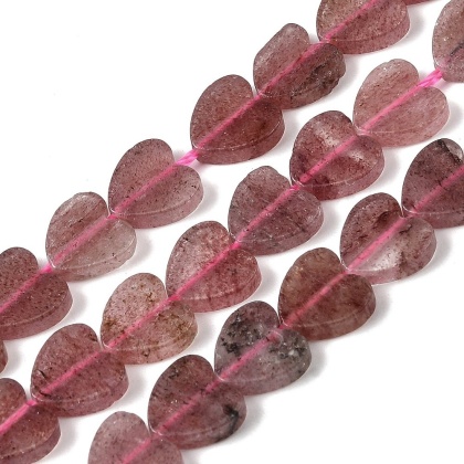 Kwarc truskawkowy serce z dziurką 8x8 mm 4 szt.