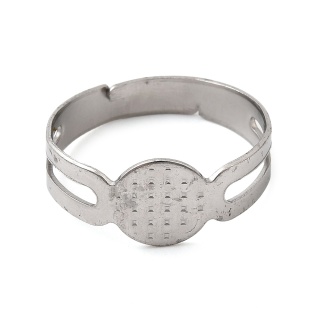 Ring base with plate, 316L surgical steel, 1 pc.
