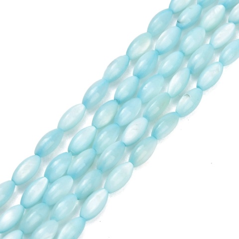 Shell bead oval 7.5-8 mm sky blue string