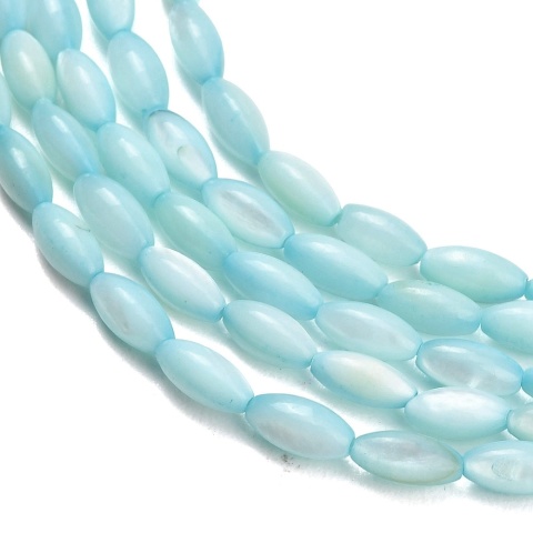 Shell bead oval 7.5-8 mm sky blue string