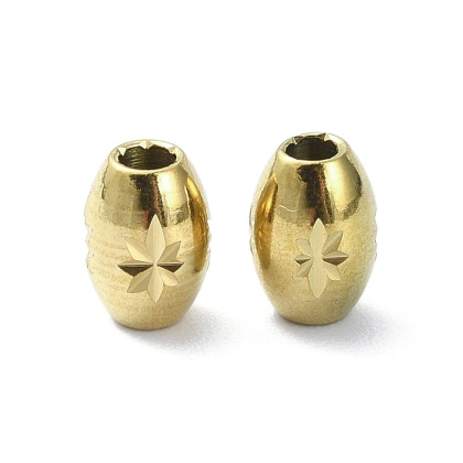 Oval spacer with a star, 316L surgical steel, 7x5 mm, 1 pc., gold-plated, IP coating