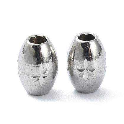 Oval spacer with star, surgical steel 316L, 7x5 mm, 1 pc.
