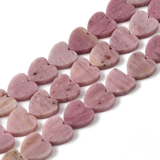 Pink rhodonite heart with hole 8x8 mm 4 pcs.