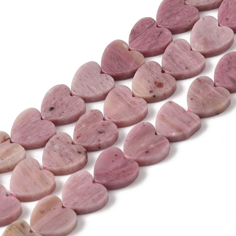 Pink rhodonite heart with hole 8x8 mm 4 pcs.