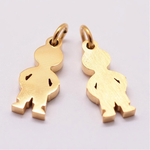 Boy pendant steel 316L 16x7 mm 1 pc gold-plated IP coating