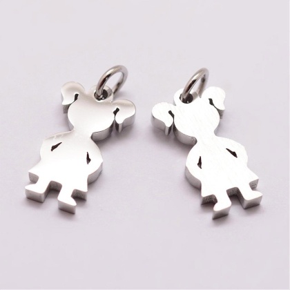 Girl pendant, 316L steel, 16x9 mm, 1 pc.