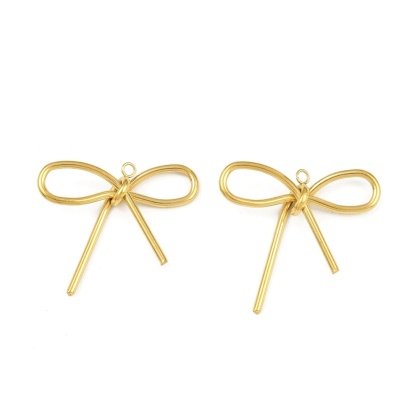 Bow pendant, stainless steel, 30x28 mm, 1 pc., gold-plated, IP coating