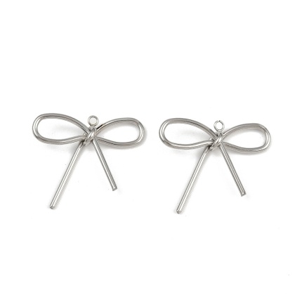 Bow pendant, stainless steel, 30x28 mm, 1 pc.