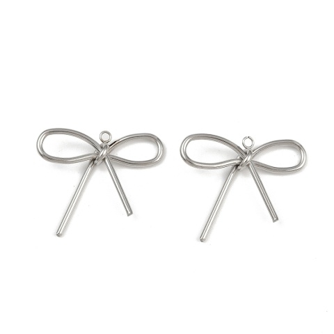Bow pendant, stainless steel, 30x28 mm, 1 pc.