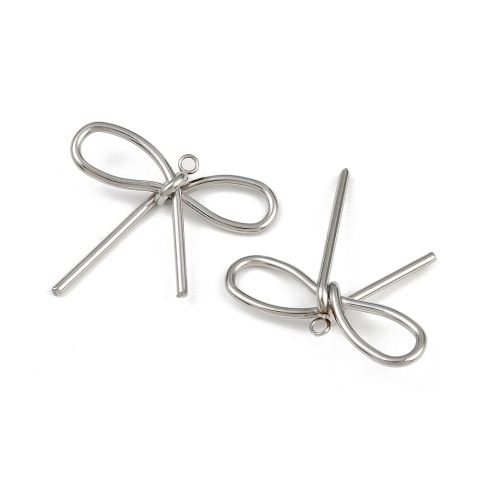 Bow pendant, stainless steel, 30x28 mm, 1 pc.