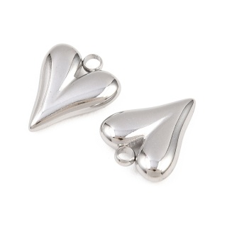 Heart pendant, stainless steel, 15x12 mm, 1 pc.