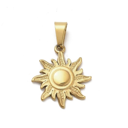 Pendant with a sun tie, stainless steel, 20.5x18 mm, 1 pc., gold color, IP coating