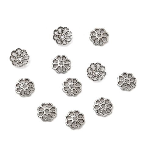 Bead caps, surgical steel 316L, 5x1 mm, 10 pcs