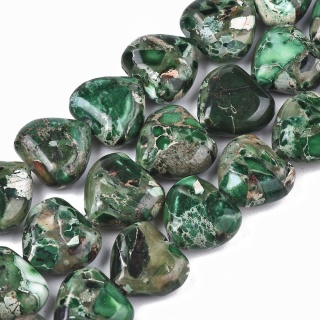 Jaspis cesarski serce z dziurką 9x10 mm 4 szt green