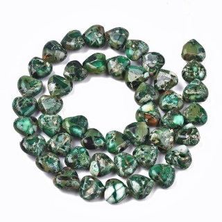 Jaspis cesarski serce z dziurką 9x10 mm 4 szt green