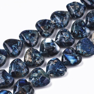 Jaspis cesarski serce z dziurką 9x10 mm 4 szt steel blue