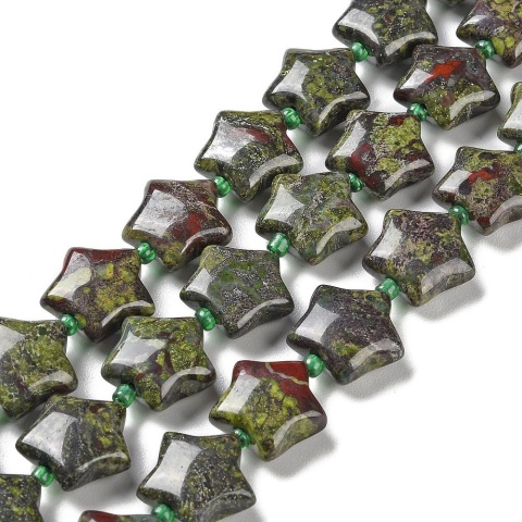 Dragon Blood Jasper Star Bead with Hole 14-15 mm mm 1 pc