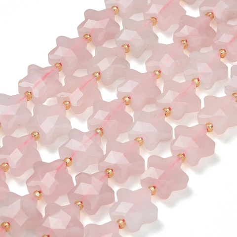Rose quartz faceted star with hole 14 mm mm 1 pc