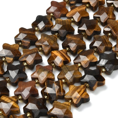 Tiger eye faceted star with hole 14 mm mm 1 pc