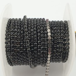 Łańcuszek taśma z kryształkami 2mm 30 cm Black AA28