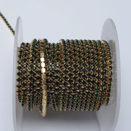 Łańcuszek taśma z kryształkami 2mm 30 cm Emerald A18
