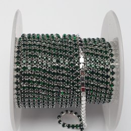Łańcuszek taśma z kryształkami 2mm 30 cm Emerald AA10
